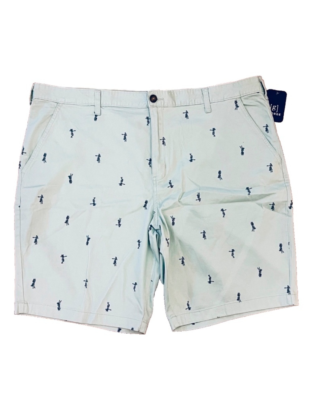 NWT NEW George Men's Casual Flat Front Chino Shorts Hula Girl Green Size 44